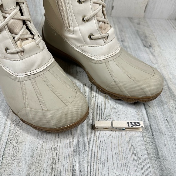 Sperry Syren Tall Fur White Lace Up Winter Ankle Boots #1333 - Picture 4 of 12